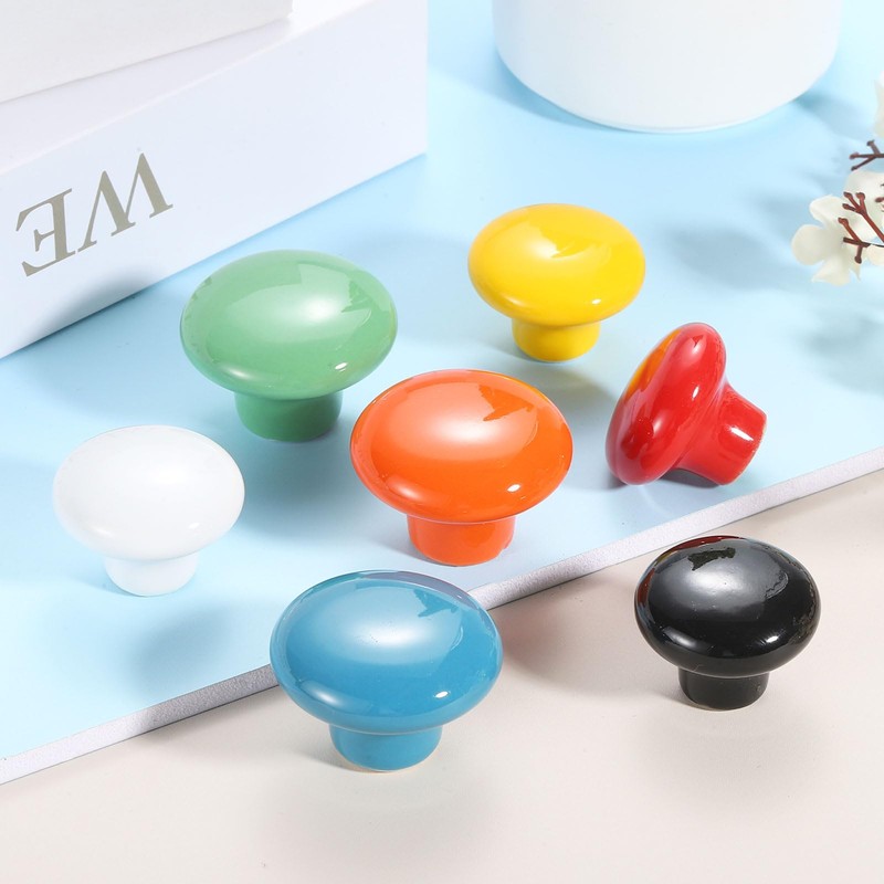 sourcing map 20Pcs Ceramic Cabinet Knobs, 32mm/1.26" Mushroom Round Shaped