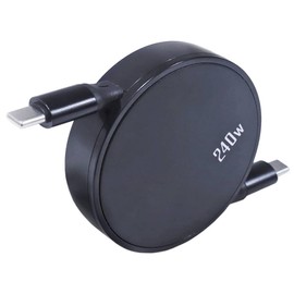 BoxWave Cable Compatible with GameSir Nova HD Rumble - PD miniSync (240W), Retractable PD 240W Portable USB Type-C Cable - Jet Black