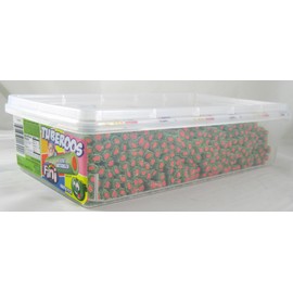 Tuberoos Green Color Red Fondant Filled Sour Licorice Sticks, Watermelon Artificially Flavor. - 200 Pieces Tub