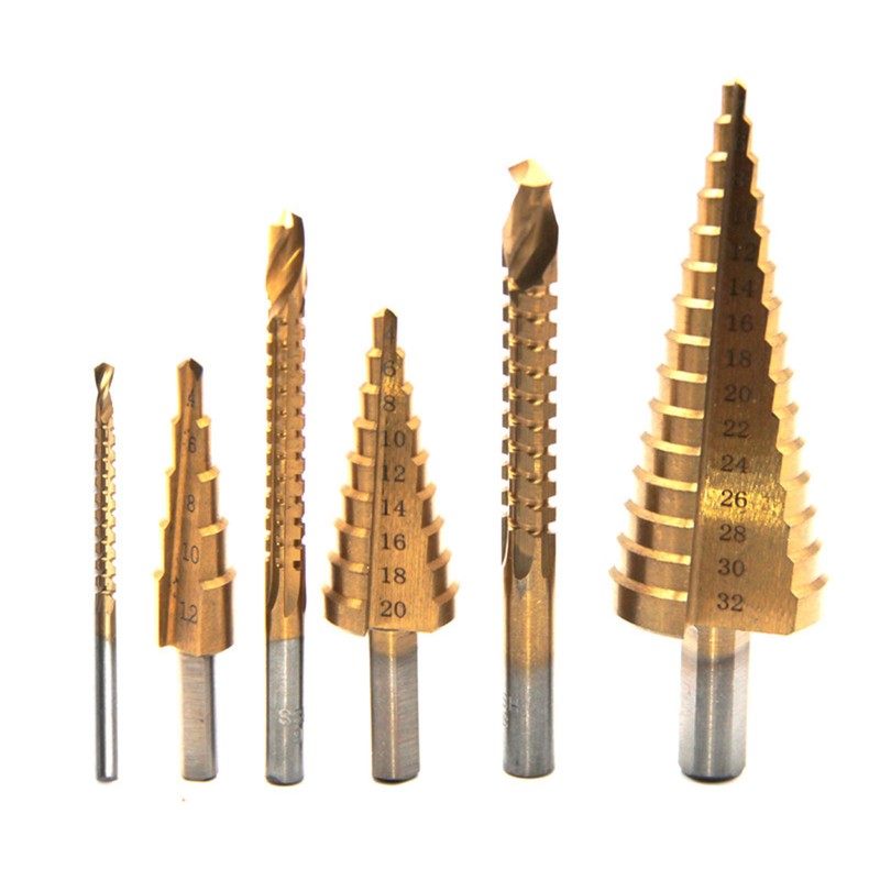 Step Drill Bit Set Ti Coating Metal Straight Flute Hole