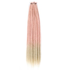 BRUNNACE 24 Inch Dreadlock Extensions Thin 0.6cm Synthetic Dreadlock Extensions 20 Strands Handmade Single Ended Dreadlocks Rose Gold Blonde