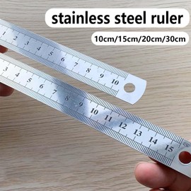 Pack of 12 Metal Rulers 10 cm 15 cm 20 cm 30 cm Stainless Steel Ruler Steel Ruler Metal Ruler with Double Sided Scale Edge, Measuring Tool Metal for Engineering, Teaching, Offi