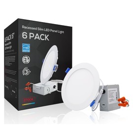 TORCHSTAR 6 Inch Slim LED Recessed Lighting with Junction Box, Dimmable 12W Ultra-Thin Recessed Light, 2700K Soft White, 1000LM Basic Series LED Downlight, ETL & Energy Star, Pack of 6