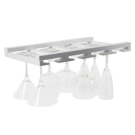 Rustic State Eze 4 Sectional Under Cabinet Mount Wood Stemware Rack Hanging Shelf Glassware Holder Bar Organizer with up to 12 Wine Glass Storage 10 Inch Deep White
