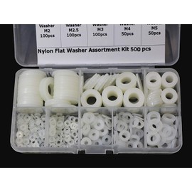 beihuazi® Pack of 500 Plastic Washers Nylon Spacers M2 M2.5 M3 M4 M5 M6 M8 M10 Washers for DIY Motorcycle Doors Model Making