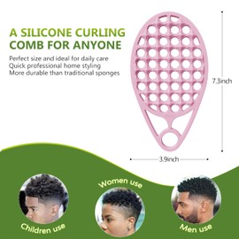 KOUPA Magic Silicone Curly Hair Brush, One Piece Twist Curl Comb for Afro Curls, Washable Hair Tool for Men Women, Pink, 2 Pieces