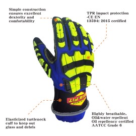 Intra-FIT Heavy-duty Rescue Extrication Glove Impact,Protection, Super Dexterity 5, EN388:2016 4544FP; ANSI CUT LEVEL A8,Size L