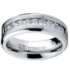 Titanium Men's Wedding Band Engagement Ring with 9 large Princess