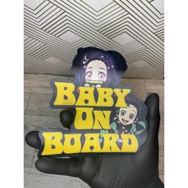Demon Slayer Baby on Board 3D Lenticular Car Motion Sticker Decal Tanjiro Nezuko