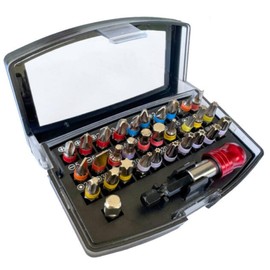 FTXanty 32-Piece Bit Set S2 Bit Box Impact Box (PH, PZ, Hexagon, Torx) Screws Bit with Bit Holder for Carpentry Household Bit Set for Cordless Screwdrivers Drills