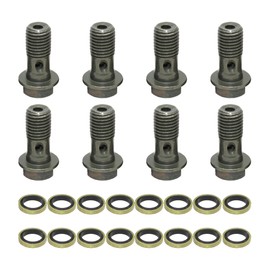 PowerMotor M10 x 1.25 Banjo Bolts with Washer Universal Banjo Bolts Brake Hose Line Fitting Adapter for Compatible for Hydraulic Brake Caliper Master Cylinder Replacement Parts 8 Pcs