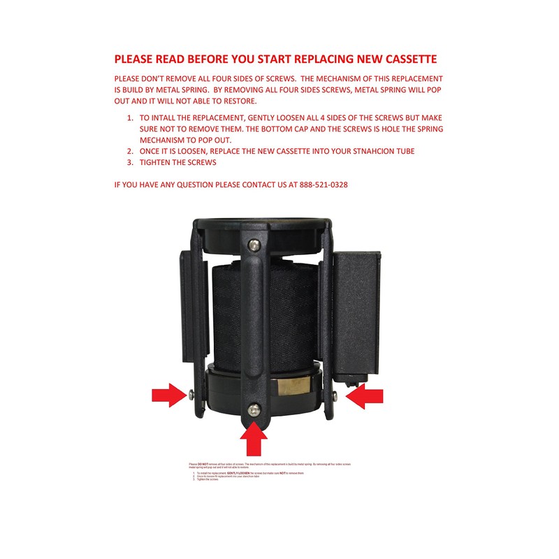 Replacement 6-1/2' Belt Head Cassette (RED Belt), Retractable Belt Stanchion