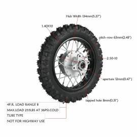 Unbranded 10" Rear 2.50-10 Wheel Rim Tire & Drum Brake for 50cc 70cc 90cc 110cc Dirt Bike