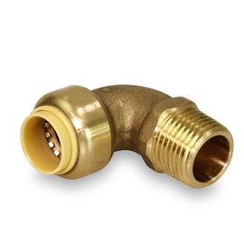 Supply Giant VQNF1 90 Degree Elbow x Male Pipe Fittings Push to Connect Pex, CPVC, 1 Inch, Brass, 1", Brass & Copper