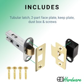 EAI Brass Tubular Door Latch for Internal Doors - 2.5 Inch / 64mm - Pack of 2 Polished Brass Tubular Mortice Latches