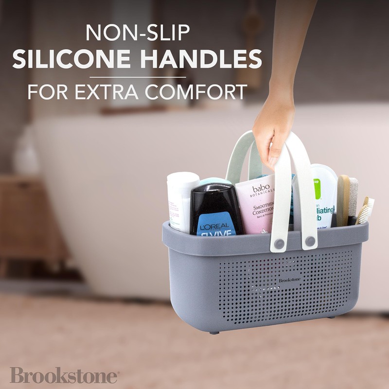 Brookstone BKH1633, Large Portable Shower Caddy with Soft Silicone Carrying