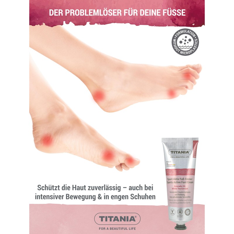 TITANIA Sport Active Foot Cream Nourishing & Protective for Friction