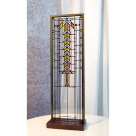 Ebros Frank Lloyd Wright Barton House Buffet Door Window Design Stained Glass Art Suncatcher Metal Framed Hanging Wall Decor Or Desktop Plaque Home or Office Decorative Masterpiece 14" by 4.5"