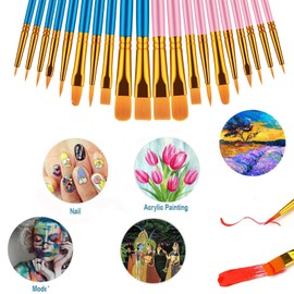 20 Pieces Paint Brush Sets, Acrylic Paint Brushes, Artists Paint Brushes Kits for Oil Watercolor Acrylic Face Rock Gouache Ceramics, Painting