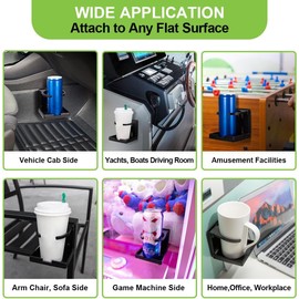 Adjustable car cup holder, 2-pack, foldable wall mounted plastic car truck office yacht RV with added beverage holder (black)