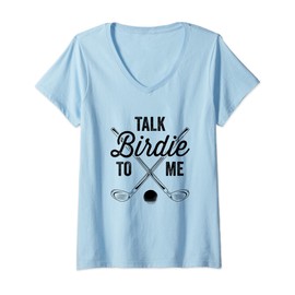 Womens Womens Talk Birdie To Me Funny Golf Design V-Neck T-Shirt