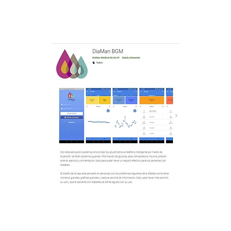 Medidor de glucosa en sangre DiaMan - Glucómetro