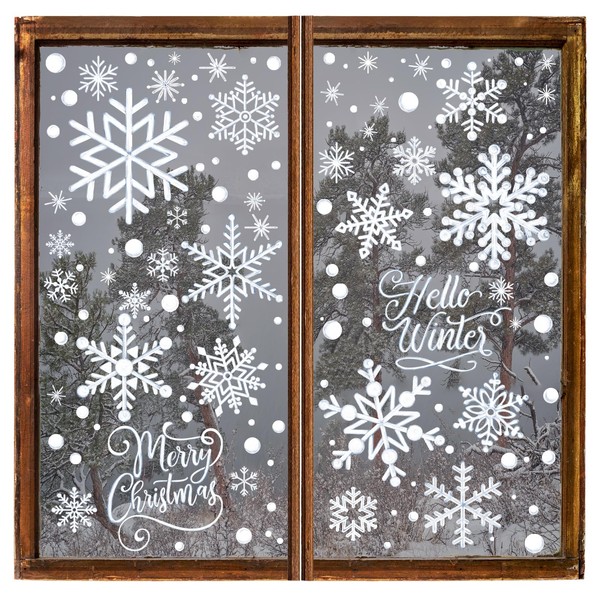 XZENTIRA 9 Sheets Winter Snowflakes Window Clings Christmas Window Clings