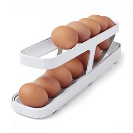 Egg Holder for Refrigerator, Egg Holl, 2 Tiers, Automatic Rolling Egg Case, Egg Holder, Fridge, Egg Storage, Egg Container, Freezer, Clean, Easy to Clean