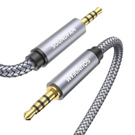 SOUNDFAM 3.5mm Audio Cable, 4 Poles / TRRS Aux Cable, Male to Male, 3.5mm Stereo Mini Plug, Earphone Cable, Hi-Fi Sound Quality, Stereo Audio Cable, Compatible with Smartphones, Cellphones, PCs, TVs,