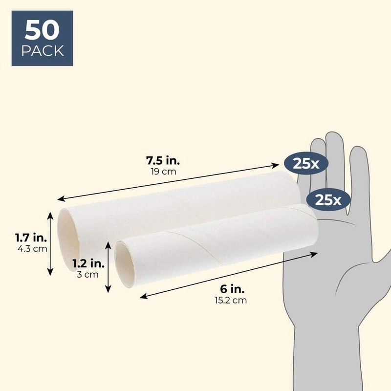Bright Creations White Paper Cardboard Craft Tube Rolls (50 Pack)