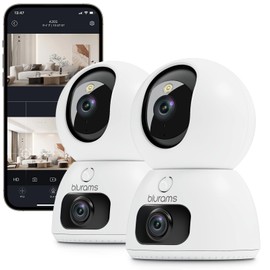 【2in1 Dual Lens One-Touch Call】 Pet Camera, Monitoring Camera, Security Camera Indoor blurams Dual 3 Megapixel 2K Full Color Night Vision Voice/Human/Motion Detection Automatic Tracking 360°