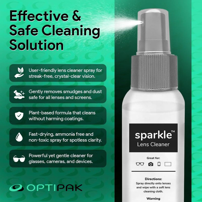 OPTIPAK Sparkle Anti-Reflective Lens Cleaner Spray kit | (1) 1oz