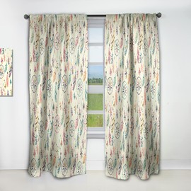 DesignQ Curtains 'Pattern with Native Indian-American Dream Catcher' Curtains for Bedroom, Curtains for Living Room, Curtains & Drapes - Thermal Insulated - Single Panel-52x84