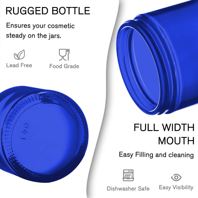 2 oz Blue Glass Jars with Lids, Bumobum 3 pack