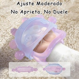 Toketa Mordedera para Bebe 2 en 1 Azul Claro y Rosa con Guante - Mordederas 3 a 6 Meses, Juguetes para Bebe de 0 a 6 Meses, Sonajas 0 a 3 Meses, Denti