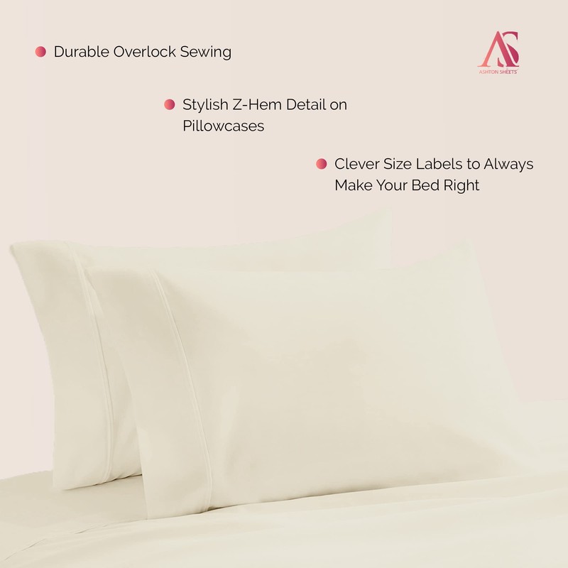 Ashton Sheets Luxury Egyptian Cotton King Pillow Cases Set of