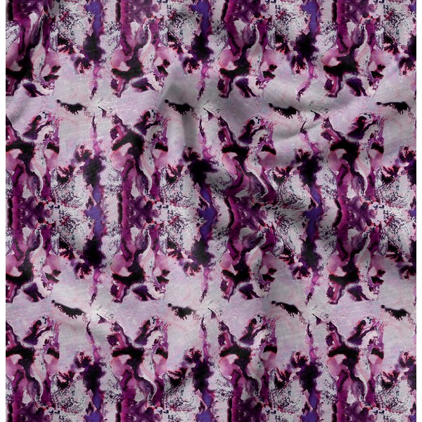 Soimoi Purple polyester Crepe Fabric Abstract Tie-Dye Fabric Prints By