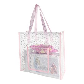 TotePrint TPU Star Clear Tote Bag Clear Beach Bag for Women 13.38"x4.33"x12.96" Large Clear Tote Bag for Stadium Events - Zipper Closure, Waterproof, Sandproof