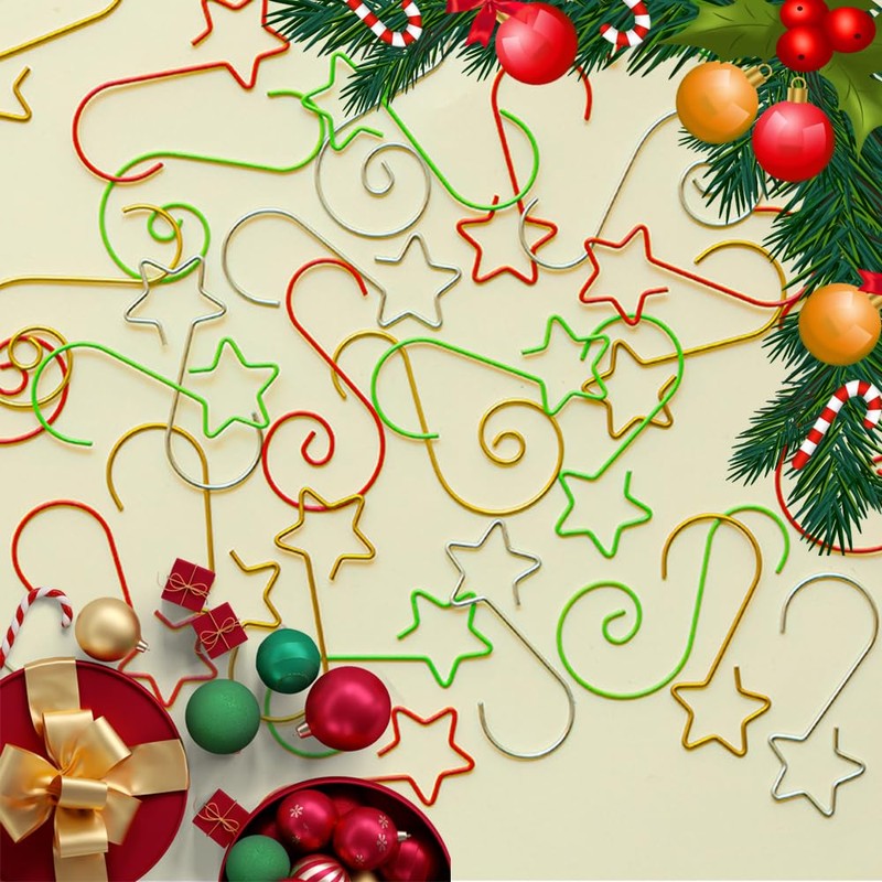 ZDQC Pack of 60 Christmas Hooks, S-Shaped Hooks, Hooks for