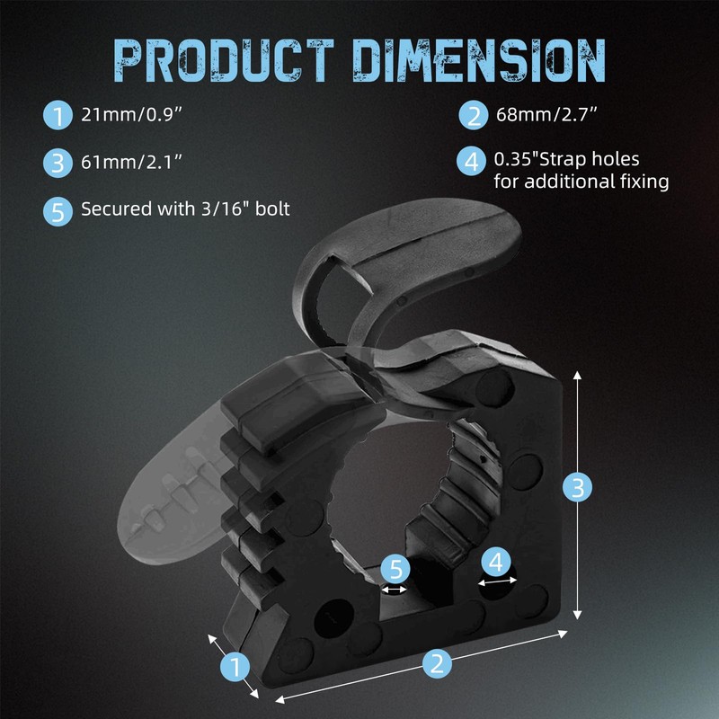 GLOBLED Shovel Mounts Quick Release Rubber Clamp Mounting Bracket Fits