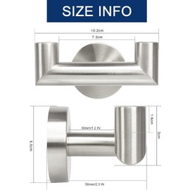 QNIIAED 2 Pcs Double Door Hooks，Bathroom Towel Hooks Screw in SUS 304 Stainless Steel Heavy Duty Robe Coat Hooks Wall Mounted for Bedroom or Kitchen(Brushed Silver)