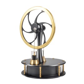 Low Temperature Stirling Engine Educational Toy with Precision Brass Aluminum Parts,Efficient and Quiet Heat-Driven Desktop Stirling Engine Model for Physics and Science Enthusiasts-HZZ92 Pro Black