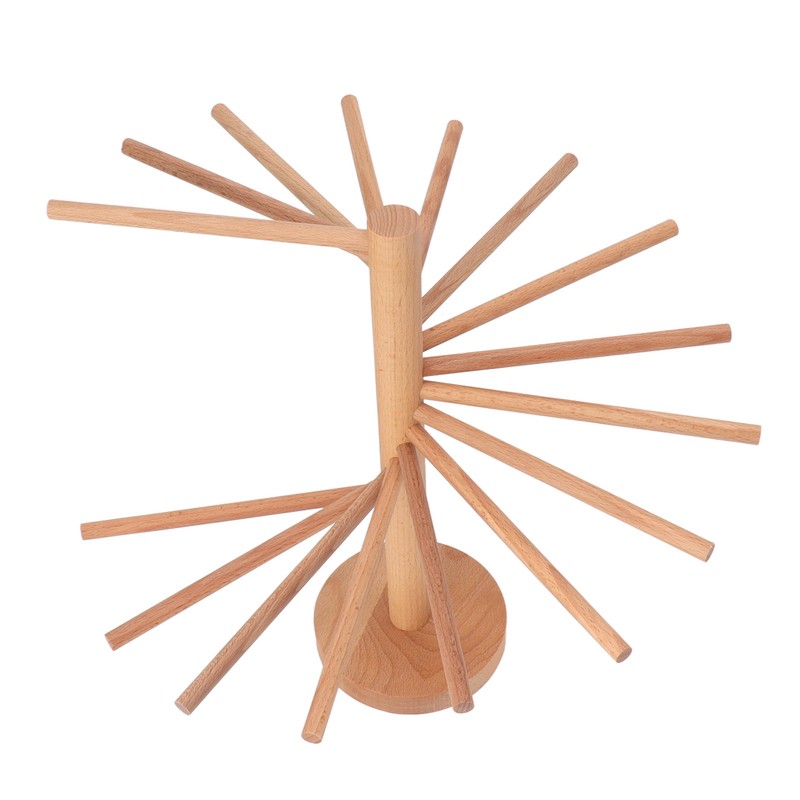 Collapsible Pasta Drying Rack 18 Bars Wooden Spaghetti Stand Dryer