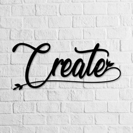 ShowMtheM Create Metal Signs, Wall Art Decor 12" x 5", Word Create Sign, Ideal Gifts for Birthdays and Graduations