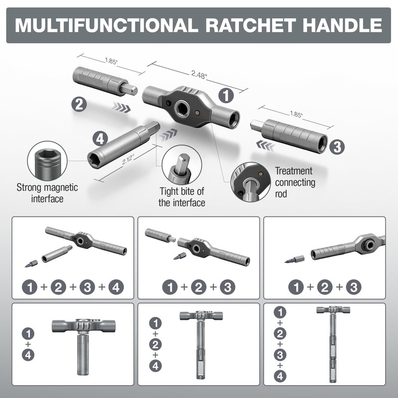 Magnetic Ratchet Screwdriver Set (43-in-1), Multi-Function DIY Mini Ratchet Screwdriver