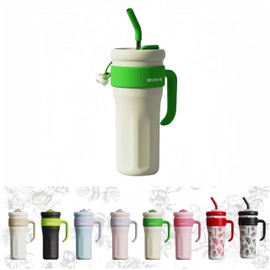 IRNATO 40Oz Mega Mug,Stainless Steel Tumbler with Handle and Straw,Cup Holder Friendly,Stainless Steel Water Bottle Extra Large Insulated Tumbler(Full of Flowers) (bailv)