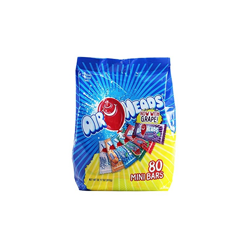 Airheads Candy Mini Bars, Assorted Fruit Flavors, Individually Wrapped, Non