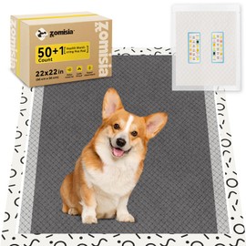 ZOMISIA Charcoal Puppy Pee Pads for Dogs, 22"x22" 50 Counts + 1 Extra Health Monitoring Pad - Disposable Dog Potty Training Pads, Odor-Control, Super Absorbent & Leak-Proof