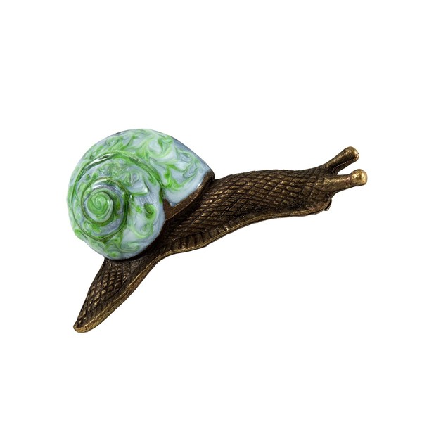 Ladies Beige Brown Enamel Snail Brooch Pin Brass 5.5x3.5cm, Brass,