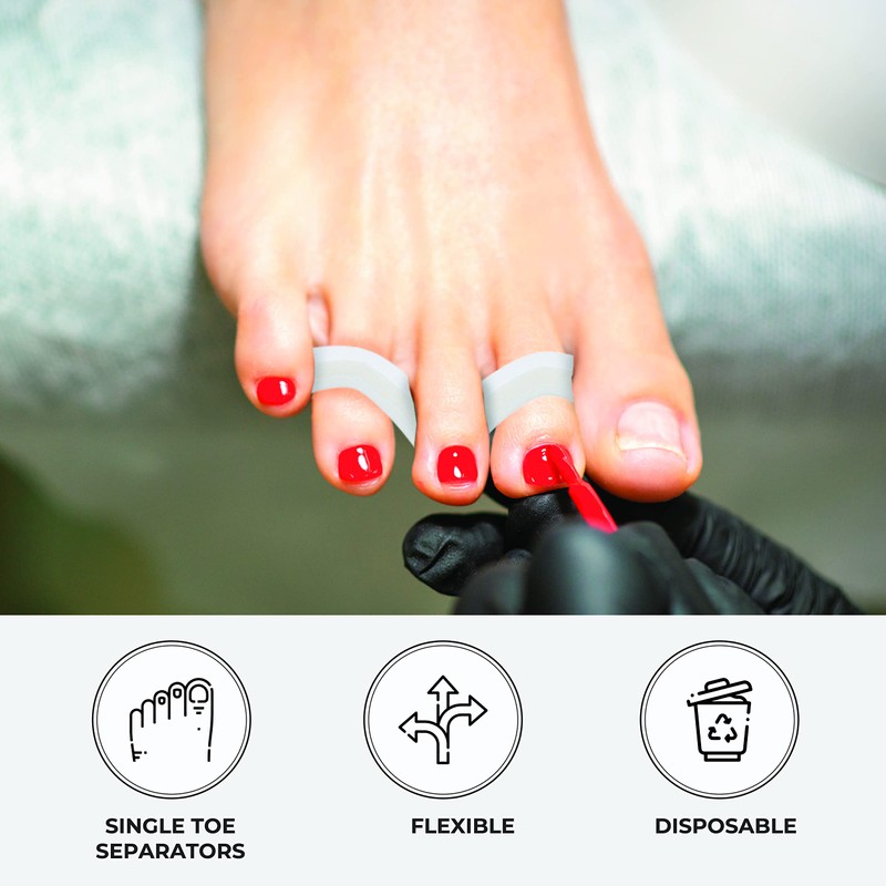 ForPro Toe Separator Strips, Individual Pedicure Toe Separators, 6” L,